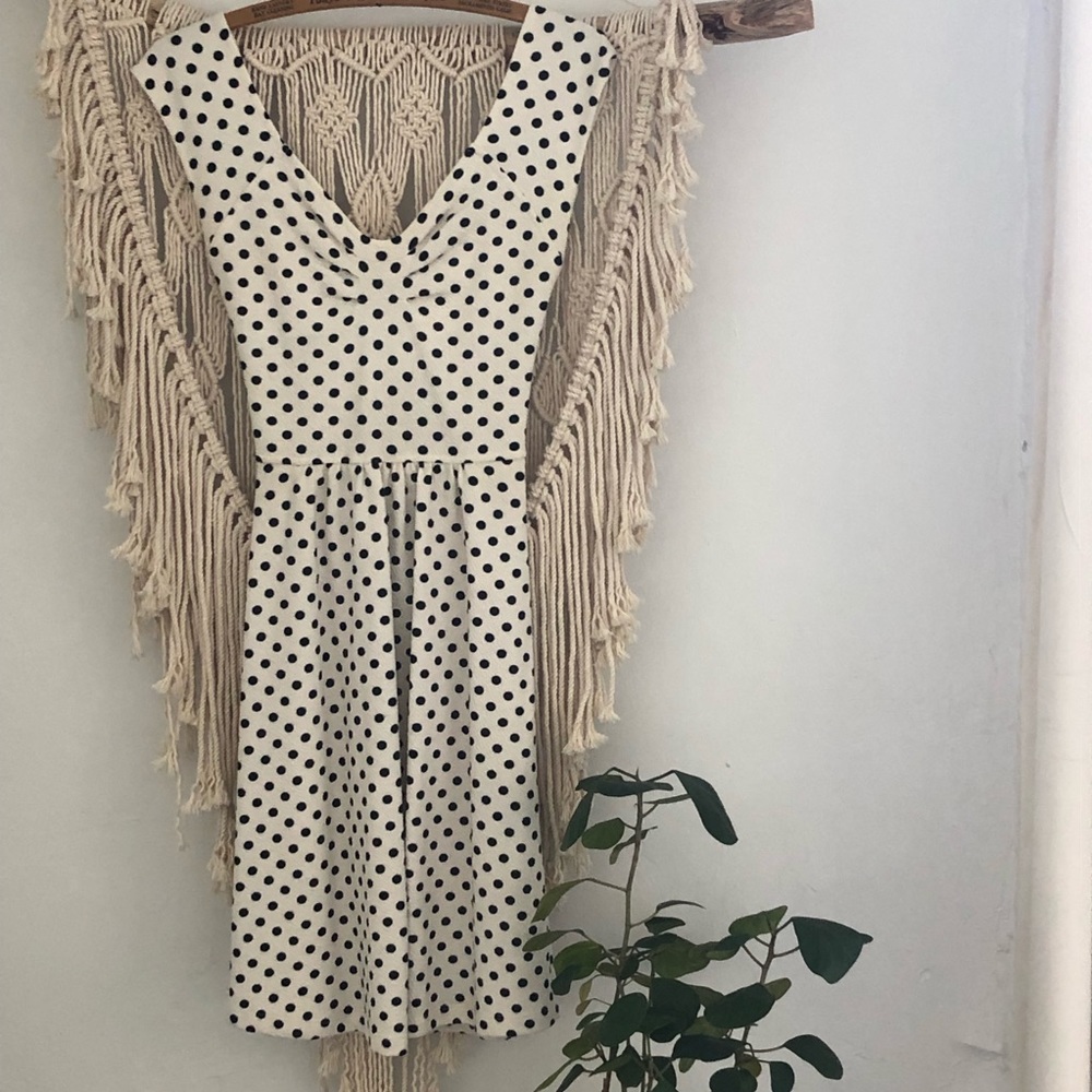 Lovely Polka Dot Cross-Back Dress - Size 2